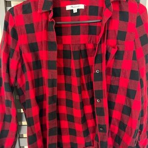 Madewell Plaid Red and Black Shirt